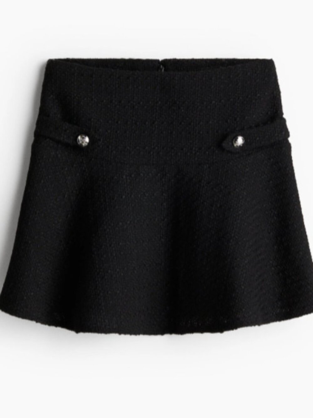 H&M Flared Bouclé Tweed Skirt Black